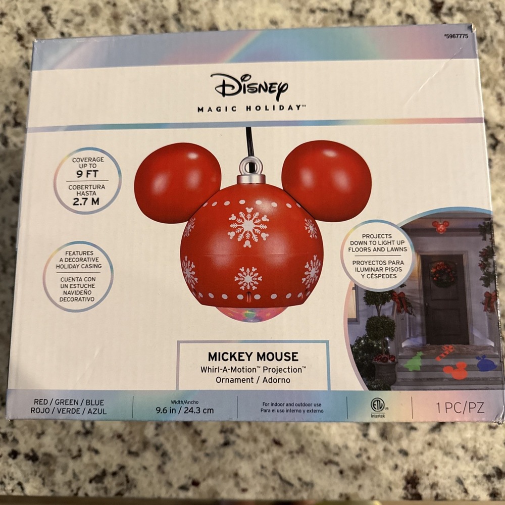 Disney Magic Holiday Mickey Mouse Whirl-a-Motion Hanging Projection Ornament
